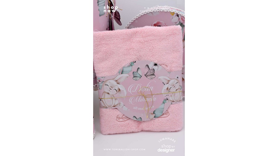 Trusou cu fluturi si flori ideal pentru un botez primavara Pink Spring 2